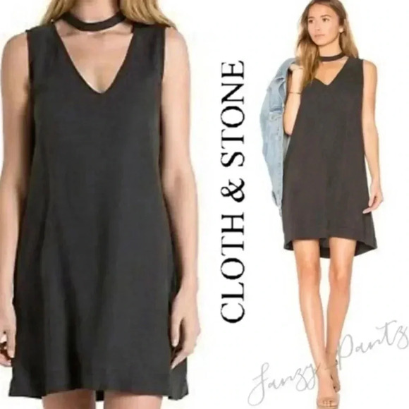 Cloth & Stone Women's Gray Choker Mini Dress Size S‎ Casual Summer - Picture 1 of 7